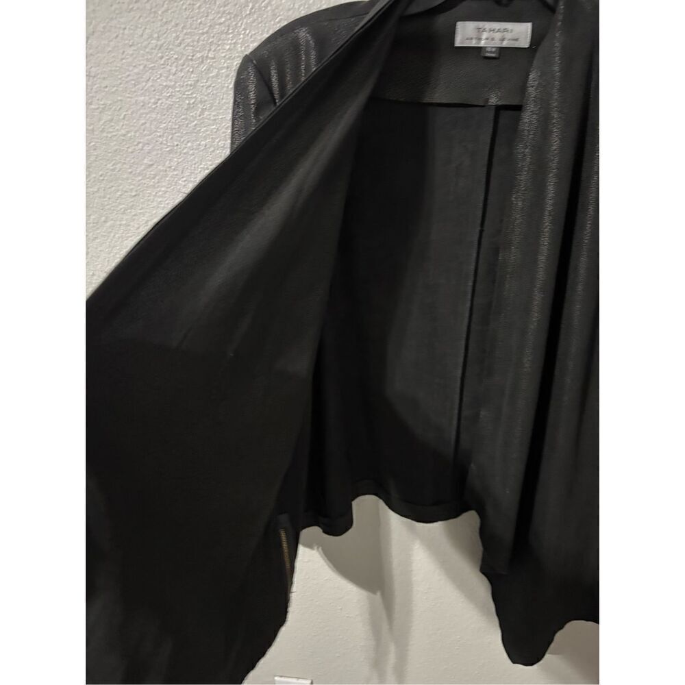 ❤️Tahari Women’s Plus Faux Leather Waterfall Jacket - Picture 5 of 8